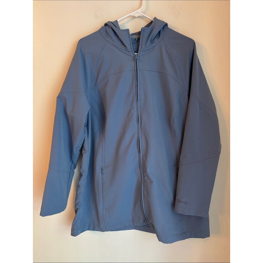 L.L. Bean Women’s Light Blue Hooded Softshell Spring Fall Jacket transitional LP